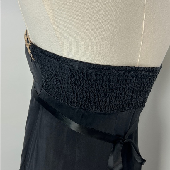 Vintage Betsey Johnson Silk Babydoll Slip Dress Black Cream Lace Trim Ribbons 2 - Picture 8 of 12